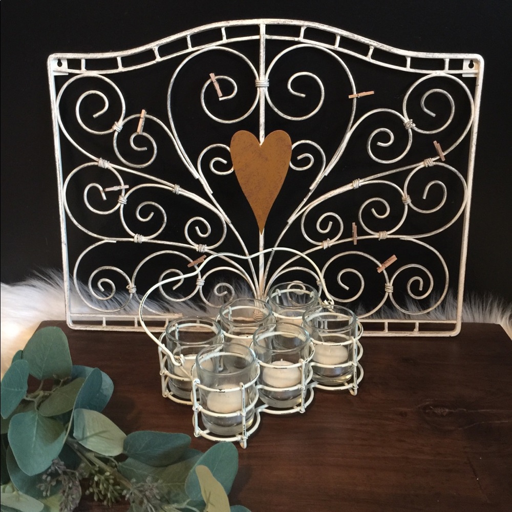 Wire photo display & tea light holder set